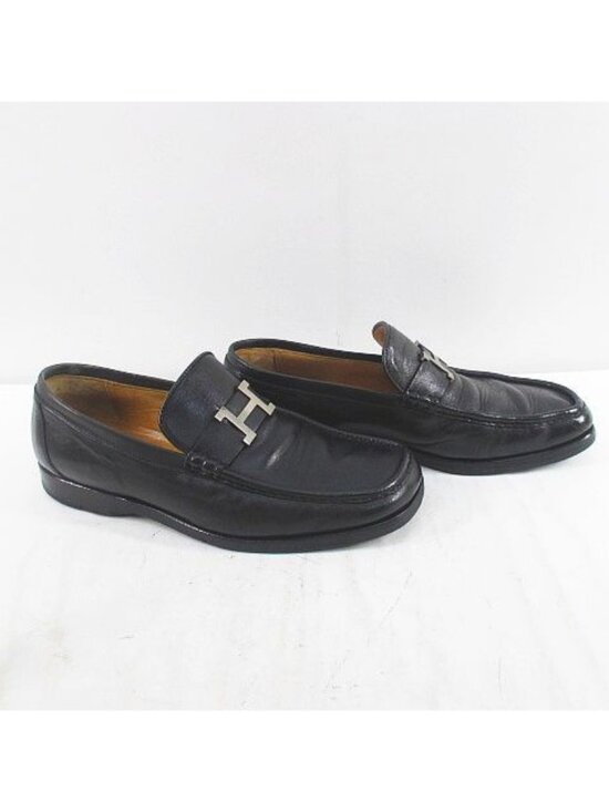 Hermes Constance Loafers Silver Black Leather main image 4